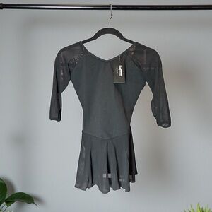 Day Dance Black Mesh skirt bodysuit, dance outfit leotard